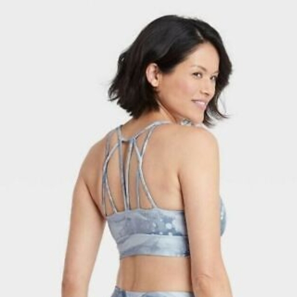 All In Motion Women's Blue Marble Sports Bra - Picture 2 of 4